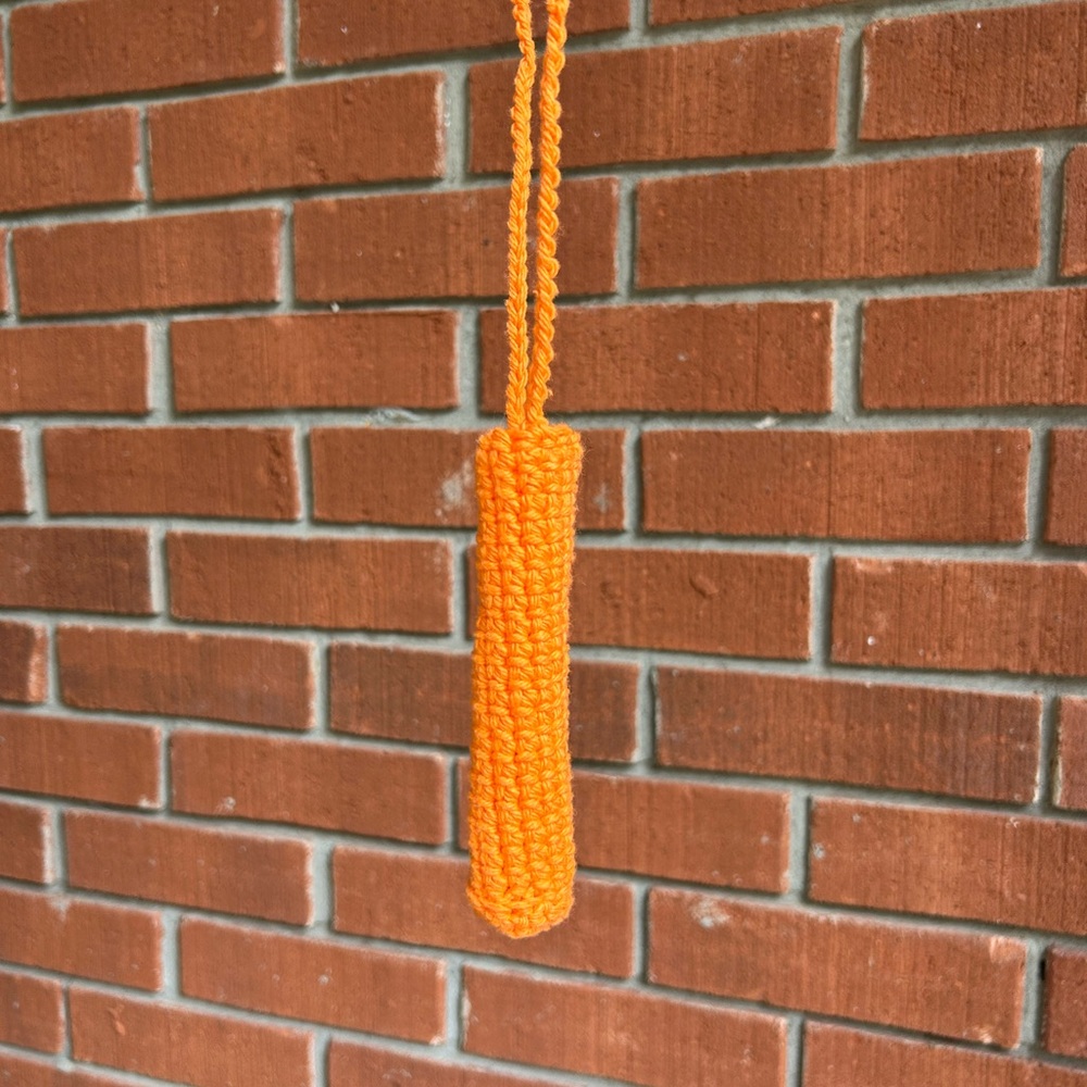 Handmade Orange Crochet Lanyard Carrying Case